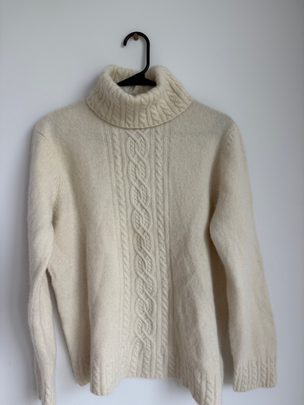 Lauren Ralph Lauren turtleneck wool cahsmere angora cable knit sweater XL